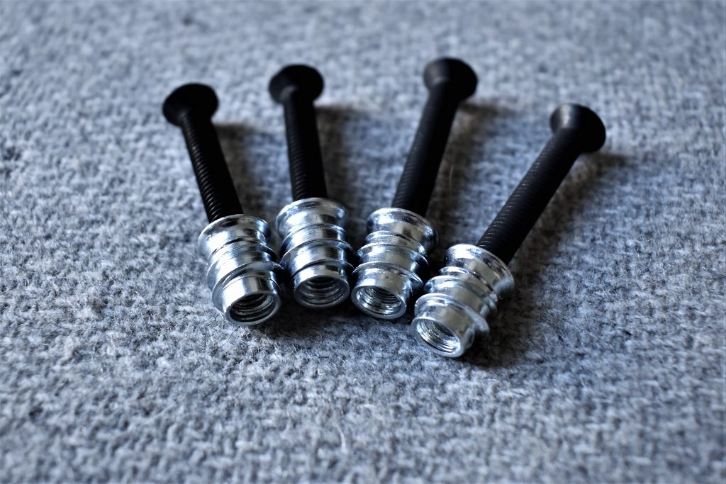 Black BoltOn Neck Guitar Screws and Inserts for Strat, Tele and Bass