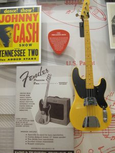 1951 Fender Precision Bass on display at the Fender Guitar Factory museum