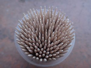 Wooden birch toothpicks - the most common material used for the toothpick guitar screw hole fix